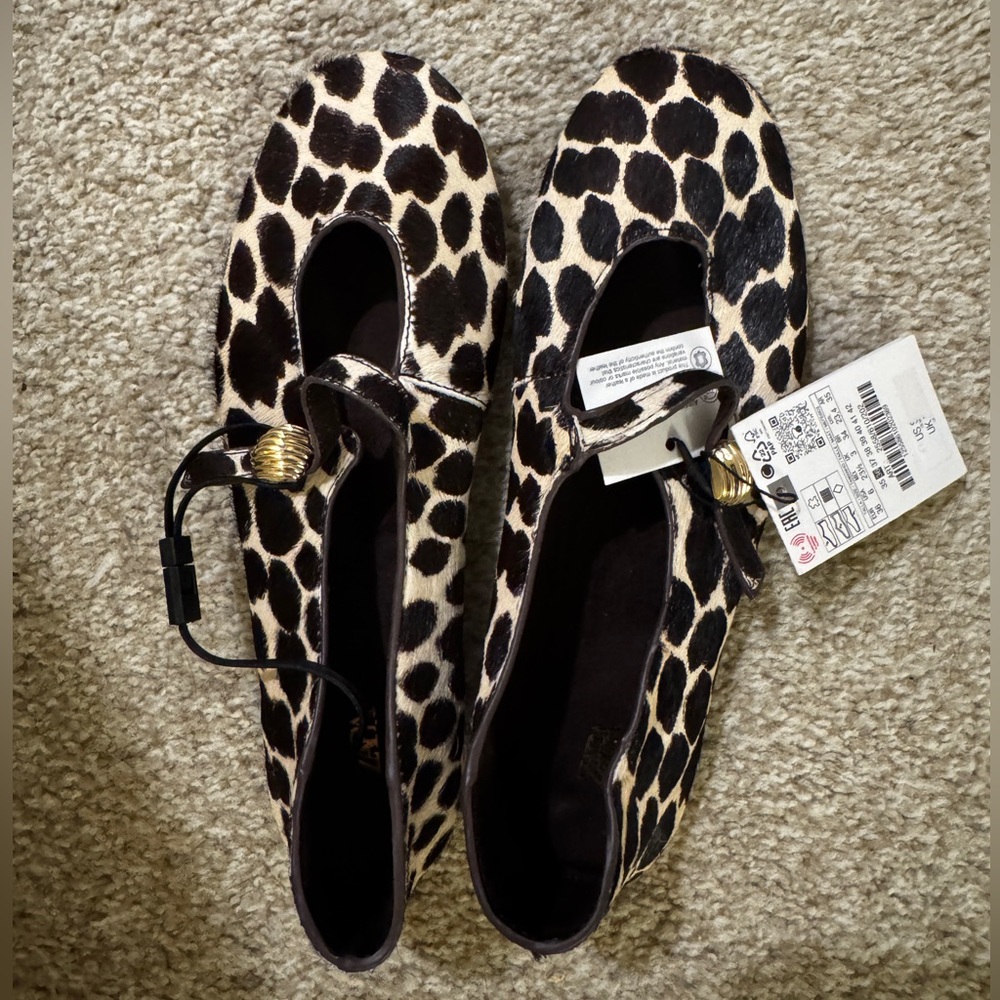 Zara Printed Leather Ballet Flats